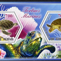 Chad 2014 Turtles #3 perf sheetlet containing two hexagonal-shaped values unmounted mint