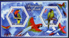 Chad 2014 Parrots #1 perf sheetlet containing two hexagonal-shaped values unmounted mint