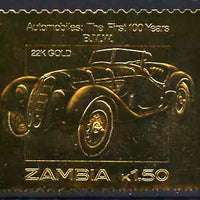 Zambia 1987 Classic Cars 1k50 BMW in 22k gold foil unmounted mint