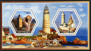 Chad 2014 Lighthouses & Shells #1 perf sheetlet containing two hexagonal-shaped values unmounted mint
