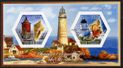 Chad 2014 Lighthouses & Shells #2 imperf sheetlet containing two hexagonal-shaped values unmounted mint