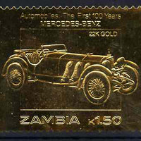 Zambia 1987 Classic Cars 1k50 Mercedes-Benz in 22k gold foil unmounted mint