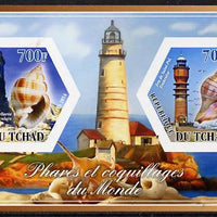 Chad 2014 Lighthouses & Shells #3 imperf sheetlet containing two hexagonal-shaped values unmounted mint