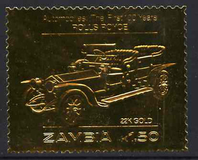 Zambia 1987 Classic Cars 1k50 Rolls Royce in 22k gold foil unmounted mint