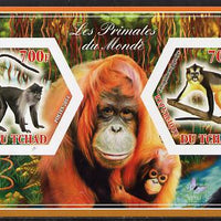 Chad 2014 Primates of the World #1 imperf sheetlet containing two hexagonal-shaped values unmounted mint