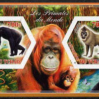 Chad 2014 Primates of the World #3 imperf sheetlet containing two hexagonal-shaped values unmounted mint