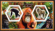 Chad 2014 Primates of the World #3 imperf sheetlet containing two hexagonal-shaped values unmounted mint
