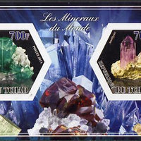 Chad 2014 Minerals #1 imperf sheetlet containing two hexagonal-shaped values unmounted mint