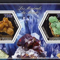 Chad 2014 Minerals #2 perf sheetlet containing two hexagonal-shaped values unmounted mint