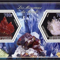 Chad 2014 Minerals #3 perf sheetlet containing two hexagonal-shaped values unmounted mint