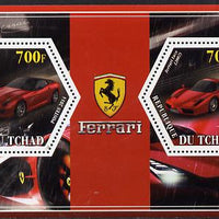 Chad 2014 Ferrari Cars #3 perf sheetlet containing two hexagonal-shaped values unmounted mint