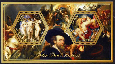 Chad 2014 Peter Paul Rubens #1 perf sheetlet containing two hexagonal-shaped values unmounted mint