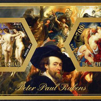 Chad 2014 Peter Paul Rubens #1 imperf sheetlet containing two hexagonal-shaped values unmounted mint