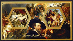 Chad 2014 Peter Paul Rubens #2 imperf sheetlet containing two hexagonal-shaped values unmounted mint