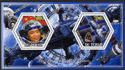 Chad 2014 Conquest of Space #1 perf sheetlet containing two hexagonal-shaped values unmounted mint