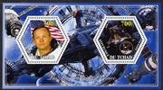 Chad 2014 Conquest of Space #2 perf sheetlet containing two hexagonal-shaped values unmounted mint
