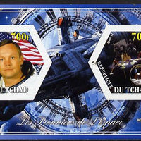Chad 2014 Conquest of Space #2 imperf sheetlet containing two hexagonal-shaped values unmounted mint