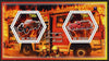 Chad 2014 Fire Engines #2 perf sheetlet containing two hexagonal-shaped values unmounted mint