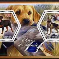 Chad 2014 Dogs #2 perf sheetlet containing two hexagonal-shaped values unmounted mint