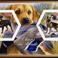 Chad 2014 Dogs #2 imperf sheetlet containing two hexagonal-shaped values unmounted mint