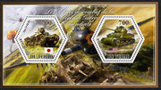 Chad 2014 Tanks #3 perf sheetlet containing two hexagonal-shaped values unmounted mint