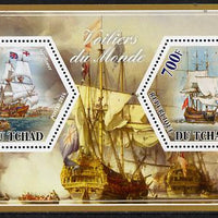 Chad 2014 Sailing Ships #3 perf sheetlet containing two hexagonal-shaped values unmounted mint