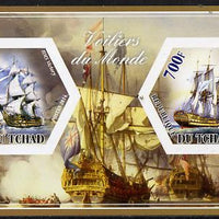Chad 2014 Sailing Ships #4 imperf sheetlet containing two hexagonal-shaped values unmounted mint