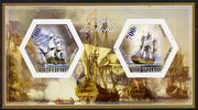 Chad 2014 Sailing Ships #4 imperf sheetlet containing two hexagonal-shaped values unmounted mint