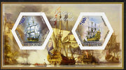 Chad 2014 Sailing Ships #5 imperf sheetlet containing two hexagonal-shaped values unmounted mint