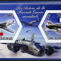 Chad 2014 Aircraft of World War 2 #1 imperf sheetlet containing two hexagonal-shaped values unmounted mint