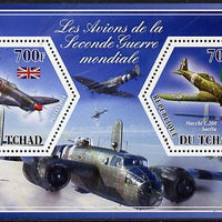 Chad 2014 Aircraft of World War 2 #2 perf sheetlet containing two hexagonal-shaped values unmounted mint