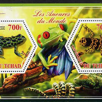 Chad 2014 Frogs & Toads #1 perf sheetlet containing two hexagonal-shaped values unmounted mint