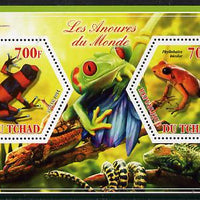 Chad 2014 Frogs & Toads #2 perf sheetlet containing two hexagonal-shaped values unmounted mint
