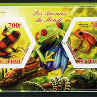 Chad 2014 Frogs & Toads #2 imperf sheetlet containing two hexagonal-shaped values unmounted mint