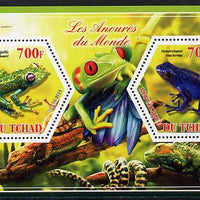Chad 2014 Frogs & Toads #3 perf sheetlet containing two hexagonal-shaped values unmounted mint