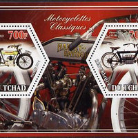 Chad 2014 Motorcycles #2 perf sheetlet containing two hexagonal-shaped values unmounted mint