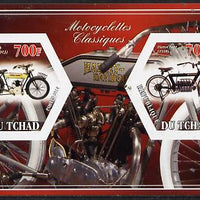 Chad 2014 Motorcycles #2 imperf sheetlet containing two hexagonal-shaped values unmounted mint