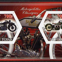 Chad 2014 Motorcycles #3 imperf sheetlet containing two hexagonal-shaped values unmounted mint