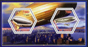 Chad 2014 Airships #1 perf sheetlet containing two hexagonal-shaped values unmounted mint