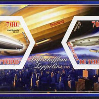 Chad 2014 Airships #1 imperf sheetlet containing two hexagonal-shaped values unmounted mint
