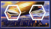 Chad 2014 Airships #1 imperf sheetlet containing two hexagonal-shaped values unmounted mint