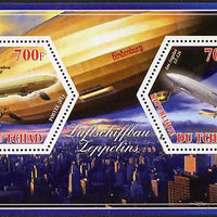 Chad 2014 Airships #2 perf sheetlet containing two hexagonal-shaped values unmounted mint
