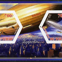 Chad 2014 Airships #2 imperf sheetlet containing two hexagonal-shaped values unmounted mint