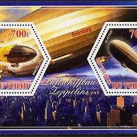 Chad 2014 Airships #3 perf sheetlet containing two hexagonal-shaped values unmounted mint