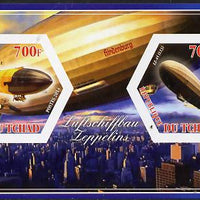 Chad 2014 Airships #3 imperf sheetlet containing two hexagonal-shaped values unmounted mint