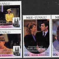 Tuvalu - Niu 1986 Royal Wedding (Andrew & Fergie) set of 4 (2 se-tenant pairs) with 'Congratulations' opt in silver unmounted mint
