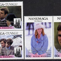 Tuvalu - Nanumagau 1986 Royal Wedding (Andrew & Fergie) set of 4 (2 se-tenant pairs) with 'Congratulations' opt in silver unmounted mint