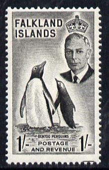 Falkland Islands 1952 KG6 Gentoo Penguins 1s unmounted mint SG 180