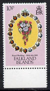 Falkland Islands 1981 Royal Wedding 10p with inverted watermark unmounted mint marginal SG 402w