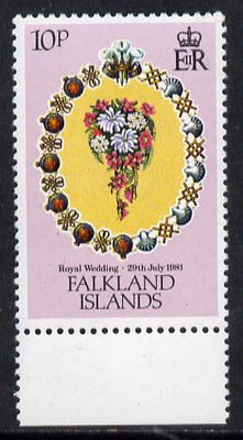 Falkland Islands 1981 Royal Wedding 10p with inverted watermark unmounted mint marginal SG 402w